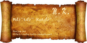 Máté Kató névjegykártya